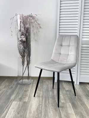 Стул BARI UF910-02 LIGHT GREY, велюр / черный каркас М-City Стул BARI UF910-02 LIGHT GREY, велюр / черный каркас М-City