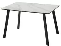Стол ТИК ТАК 120  Белый мрамор MATTE, керамика / Черный каркас М-City