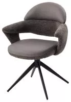 Стул ЖЕНЕВА (GENEVA) 360 град, СЕРЫЙ VEGA-88 / MIAMI-459, ткань / ЧЕРНЫЙ каркас, ®DISAUR