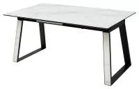Стол Франк 160 БЕЛЫЙ МРАМОР, стекло / БЕЛЫЙ МРАМОР - ЧЕРНЫЙ, М-City