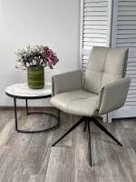 Стул STIG 360 град. поворот.  HF017-11 / HF017-12 Бежевый, экокожа / Черный каркас, ®DISAUR