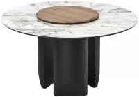 Стол КОЛИЗЕЙ D140 ARCTIC OCEAN, Белый мрамор, керамика / Черный каркас М-City
