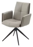 Стул STIG 360 град. поворот.  HF017-11 / HF017-12 Бежевый, экокожа / Черный каркас, ®DISAUR