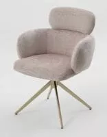 Стул САМУЭЛЬ (SAMUEL 360 град, цвет МОЛОЧНЫЙ SOLO-111, ткань / ШАМПАНЬ каркас, ®DISAUR