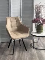 Стул СОЛИС 360 град. поворот.  Федерика Бежевый, иск.замша / черный каркас