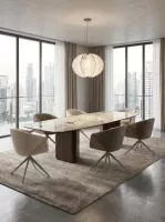 Стол ТЕРРА (TERRA) 240 (360) БЕЖЕВЫЙ МРАМОР TL-331, испанская керамика / Орех, ®DISAUR