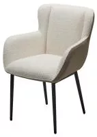 Стул ВОЛКАНО (VOLCANO) Белый Wales-101, ткань/светло-беж Maison 09, экокожа/  черный каркас, DISAUR