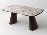 Стол IMBERT 180 GLOSS PATAGONIA, керамика на стекле/ брашированный каркас, цвет медный, ®DISAUR