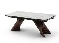 Стол МАНХЭТТЕН 200 цвет СВЕТЛЫЙ БЕЖ ( DRAC COLD XLIM), керамика / Орех Карни натуральный