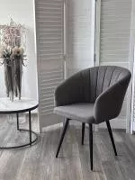 Стул МИШЕЛЬ 360 град. поворот. B28 Темно-серый, велюр / черный каркас, М-City