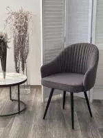 Стул ШЕЛЛ 360 град. поворот. B28 Темно-серый, велюр / черный каркас, М-City