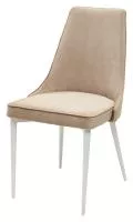 Стул НЕПАЛ (NEPAL-P) БЕЖЕВЫЙ #5, велюр/ белый каркас