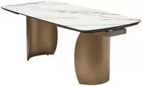 Стол BRONTE 200 раскладной KL-188 Контрастный мрамор матовый, итальянская керамика/ Шампань, ®DISAUR