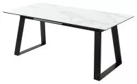 Стол Франк 180 БЕЛЫЙ МРАМОР, стекло / ЧЕРНЫЙ М-City