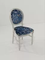 3246/SR Стул, P66 белый с патиной и серебряными деталями / ткань UPH GENE 3057 LIGHT BLUE СКИДКА 50%