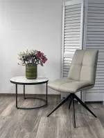 Стул VIGGE 360 град. поворот.  HF017-11 / HF017-12 Бежевый, экокожа / Черный каркас, ®DISAUR