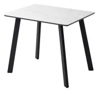 Стол ТИК ТАК 90  Белый мрамор MATTE, керамика / Черный каркас М-City