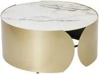 Стол журнальный BRANT KL-188 Контрастный мрамор матовый, итальянская керамика/ Шампань, ®DISAUR