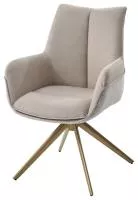 Стул ПОНТУС (PONTUS) 360 град, цвет КРЕМОВЫЙ (RIELY-111/PRESENT-120)/ ШАМПАНЬ каркас, ®DISAUR