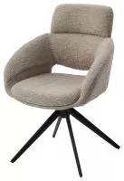 Стул АРНЭ (ARNE) 360 град, цвет БЕЖЕВЫЙ EYELASH -120, фактурный шенилл / ЧЕРНЫЙ каркас, ®DISAUR