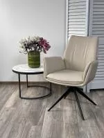 Стул YOZEF 360 град. поворот. HF017-02 Бежевый, экокожа / Черный, ®DISAUR