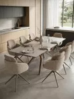 Стол КОСТА (COSTA) 180 ТРАВЕРТИН (MATTE SPANISH TRAVERTINE) керамика/ Латте / Орех натур, ®DISAUR