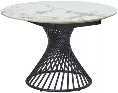 Стол БУЕНО (BUENO) 120 цвет МРАМОР (GLOSS GOLDEN JADE SOLID CERAMIC) / ЧЕРНЫЙ, ®DISAUR