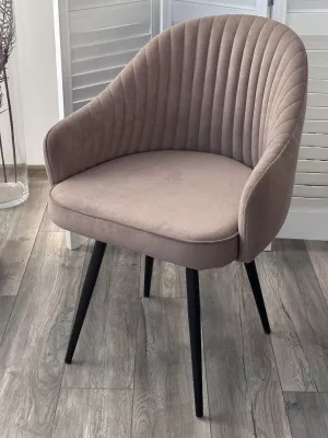 Стул ШЕЛЛ 360 град. поворот. цвет B5 Капучино, велюр / черный каркас