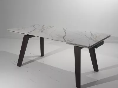 Стол BETIS 180 MATTE GILDED WHITE SOLID CERAMIC / Орех, ®DISAUR