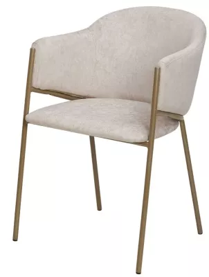 Стул ДИЛЛ, цвет RAIN 8 слоновая кость, велюр / шампань каркас