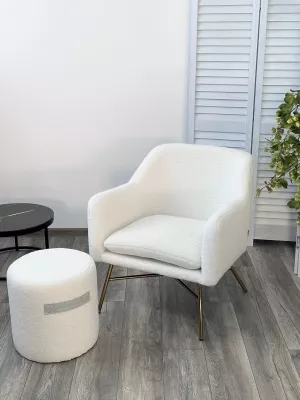 Кресло SHEEP NINI-01 Белый, teddy / золотой каркас М-City
