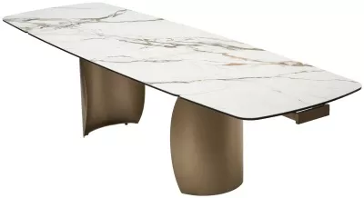 Стол BRONTE 200 раскладной KL-188 Контрастный мрамор матовый, итальянская керамика/ Шампань, ®DISAUR