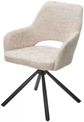 Стул НУРИ (NURI) 180 град. поворот. цвет 3018-10 бежевый, шенилл/ черный каркас, ®DISAUR