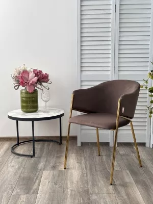 Стул DILL MOMO-05 тауп, велюр "беспальчиковый"/ золотой каркас М-City