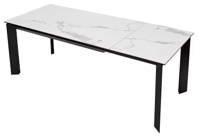 Стол CREMONA 140 MATTE STATUARIO Белый мрамор матовый, керамика/ черный каркас, ®DISAUR