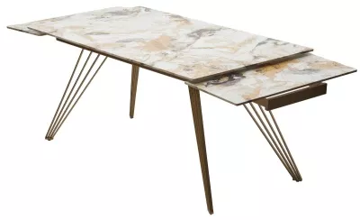 Стол ACERRA NEW 160 GLOSS GRAND JADE SOLID CERAMIC/ каркас цвета шампань, ®DISAUR