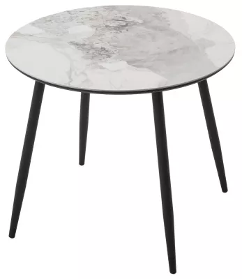 Стол МИЛТОН D89 PANDORA LIGHT  122 BG, керамика / Черный каркас М-City