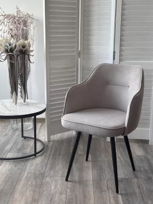 Стул ЛОРИС 360 град. поворот. цвет B22 Серый, велюр / черный каркас