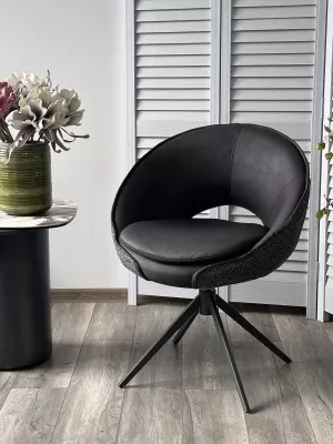 Стул АНАБЕЛЬ (ANABEL) 360 град. поворот Черный  Maison 99# / OTE COBBLE 457 / серый каркас, ®DISAUR
