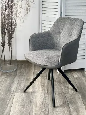 Стул НОРМАН 360 град., цвет BELLA-13/CYPRUS-10 серый, шенилл/замша / черный каркас