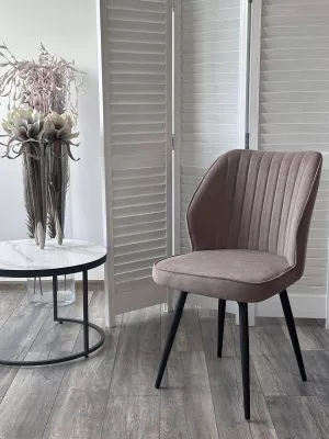 Стул РОССО 360 град. поворот. цвет B5 Капучино, велюр / черный каркас