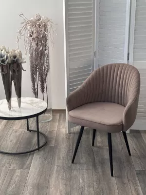 Стул ШЕЛЛ 360 град. поворот. цвет B5 Капучино, велюр / черный каркас