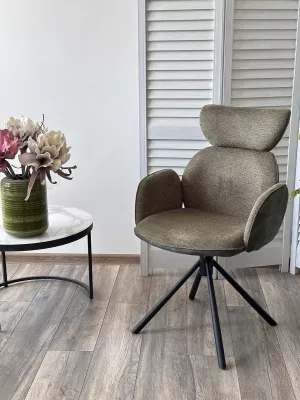 Стул VARDY 360 град.поворот. Brego-77 Зеленый, ткань/ 7525-156 Зеленый, велюр/Черный, ®DISAUR