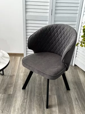 Стул СКАТ (SKAT) 360 град. поворот. цвет B28 Темно-серый, велюр / черный каркас