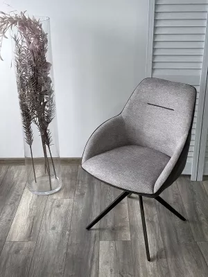 Стул ТОРНАДО (TORNADO) 360 град. Серый 07, ткань/ темно-серый 454, велюр/ черный каркас, DISAUR