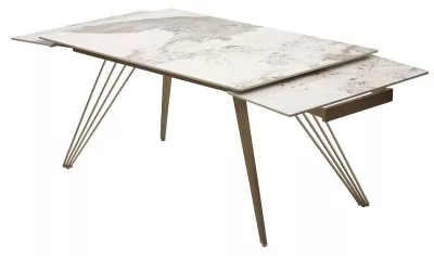 Стол ACERRA NEW 160 GLOSS LUXURY PANDORA SOLID CERAMIC/ каркас цвета шампань, ®DISAUR