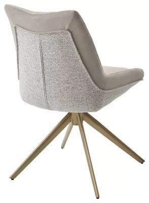Стул ОСКАР (OSKAR) 360 град, цвет КРЕМОВЫЙ (RIELY-111/PRESENT-120), ткань / ШАМПАНЬ каркас, ®DISAUR