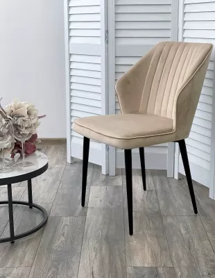 Стул SEATTLE-V БЕЖЕВЫЙ #5, велюр / черный каркас М-City