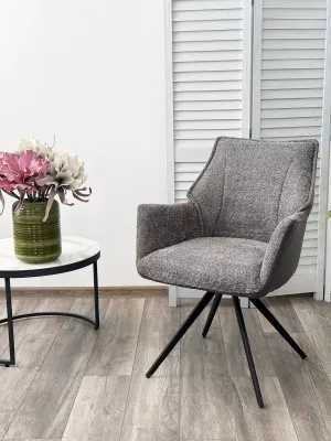 Стул BREVIS 180 град. поворот. XD841-16 Серый, букле/ GINO-457 Серый, ткань/ Черный, ®DISAUR