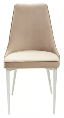 Стул НЕПАЛ (NEPAL-P) БЕЖЕВЫЙ #5, велюр/ белый каркас